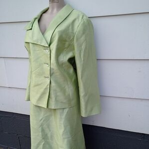 Iridescent Green Skirt Suit